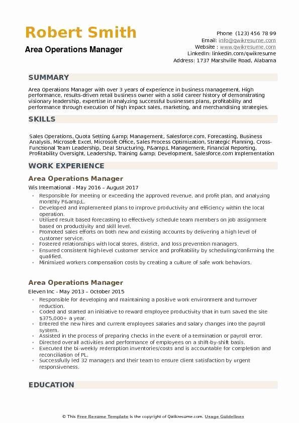 Sales Operations Manager Resume Sample
