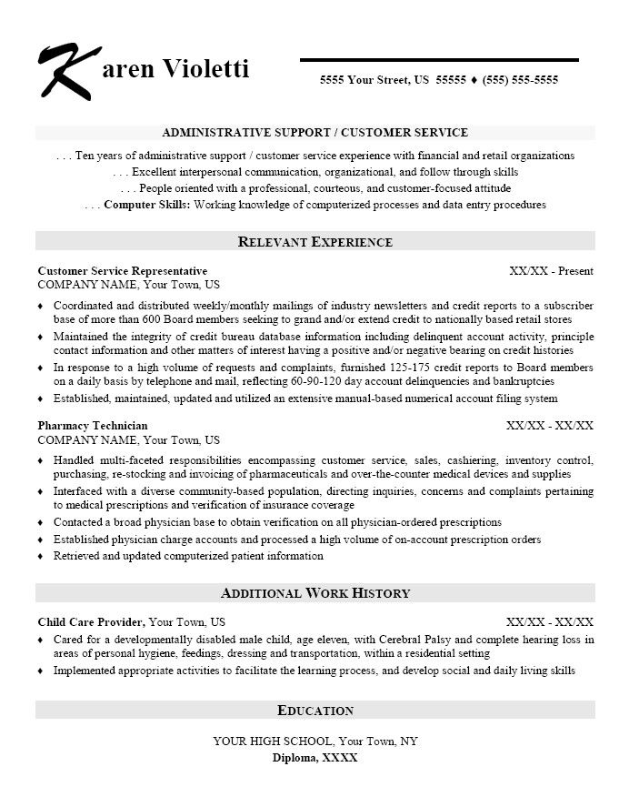 Experience Based Cv Template