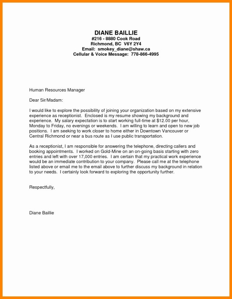 Cover Letter For Cook Job With No Experience