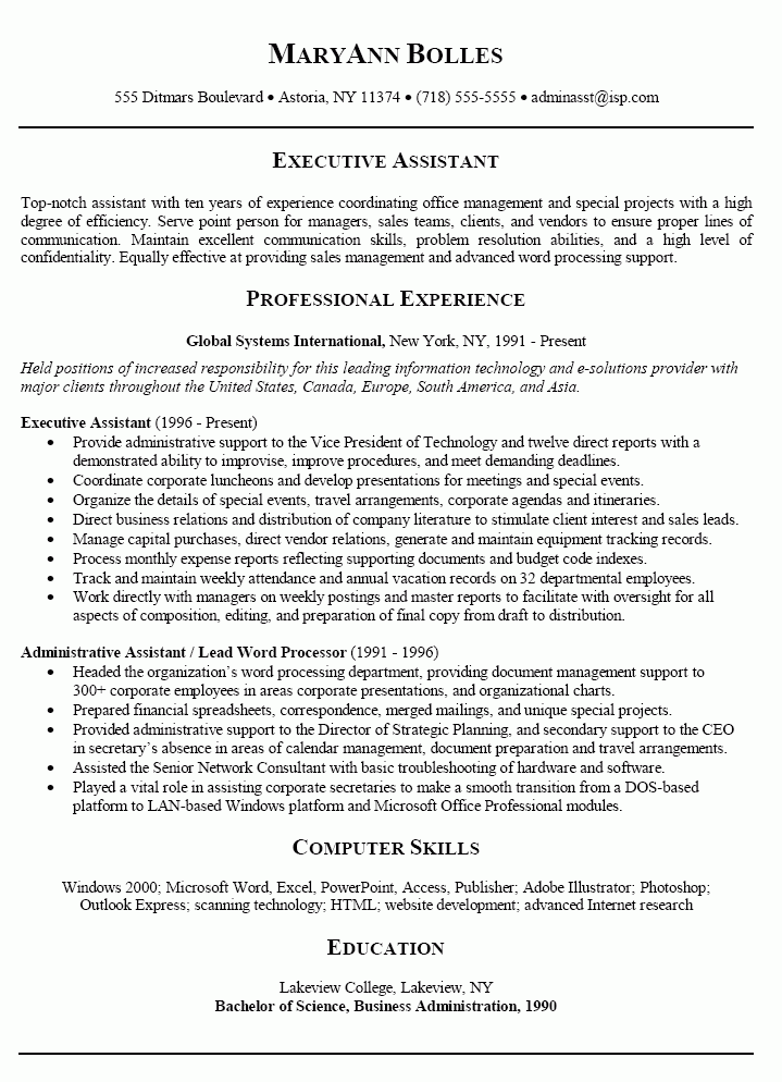 Resume Summary Examples For Experienced Professionals