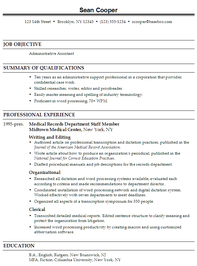 Medical Administrative Assistant Resume Objective