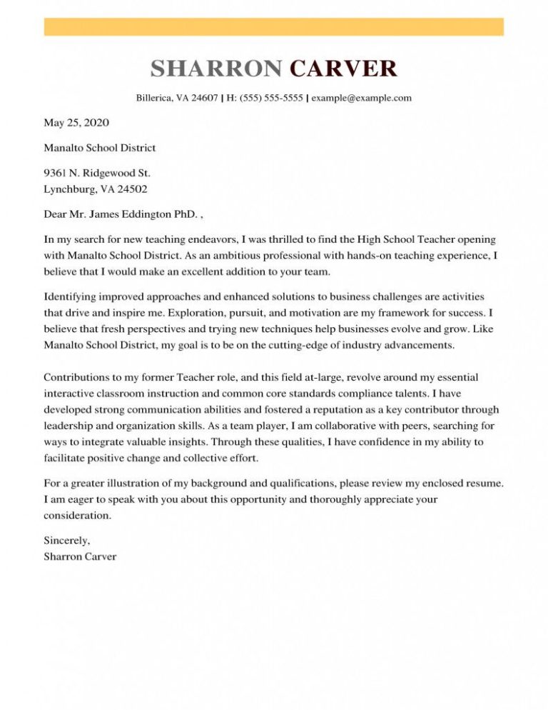 Great Cover Letter Examples 2021