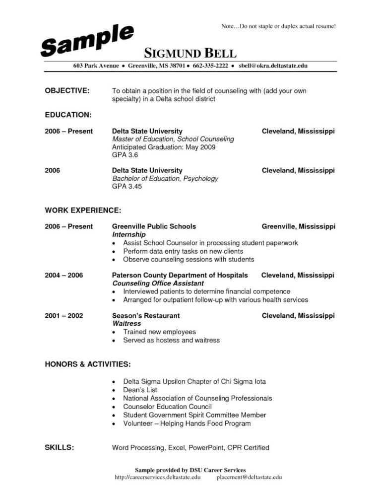 Government Resume Format 2019