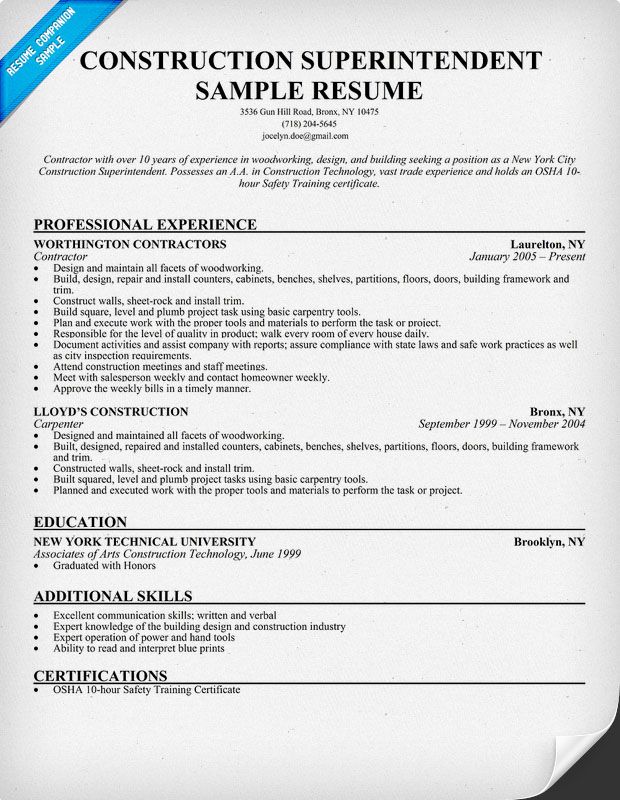 General Contractor Job Description Resume