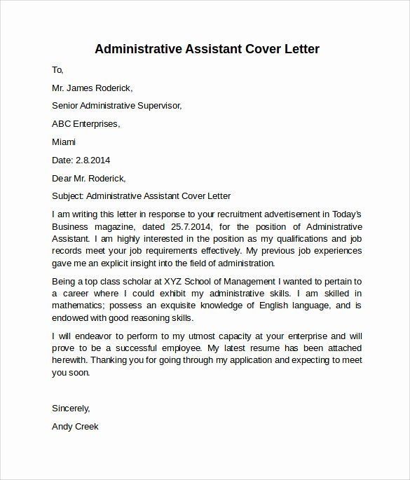 Cover Letter For Assistant Administrative Officer