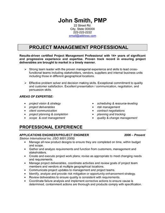 Project Manager Cv Template Free