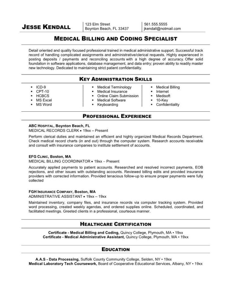 Medical Coder Cover Letter No Experience