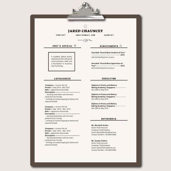 Chef Resume Template Download