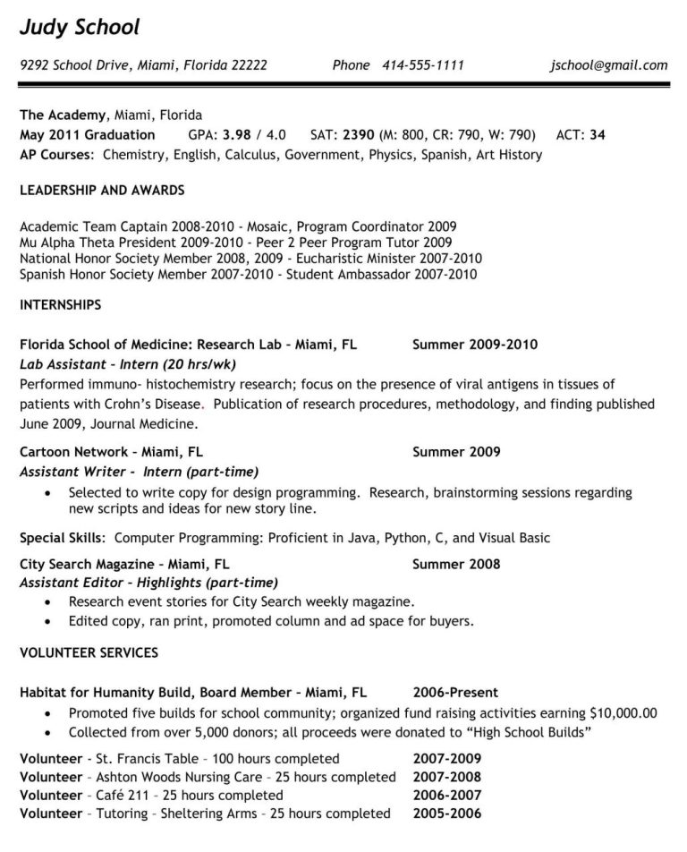 What To Write In A Teenage Resume