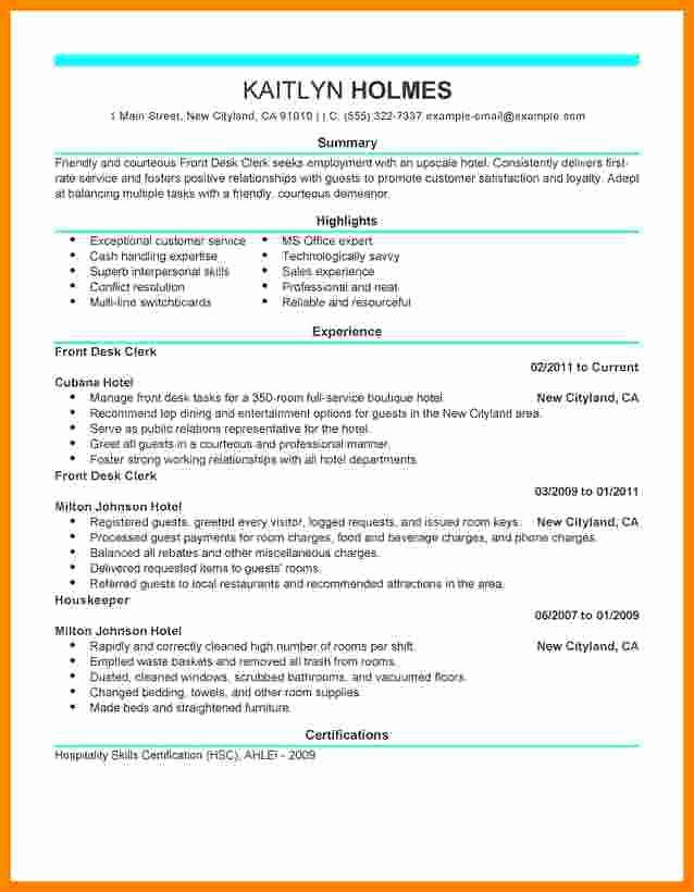 Hotel Front Office Receptionist Resume