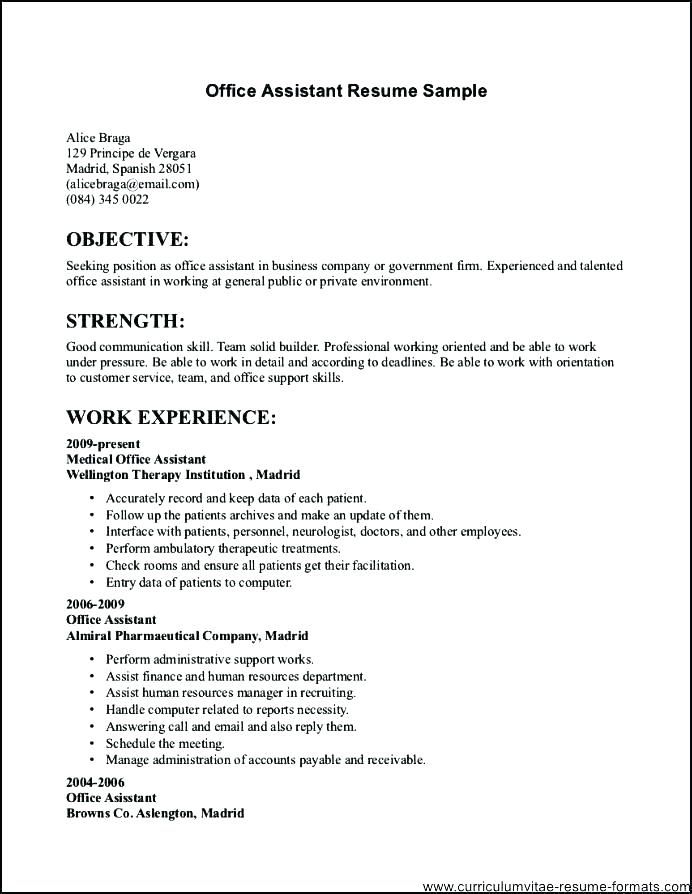Resume Objective Example For Medical Office Manager