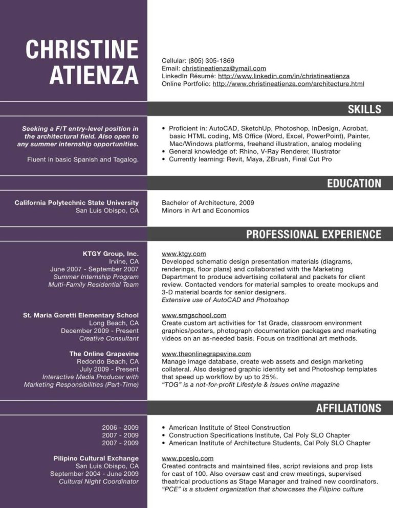 Architecture Cv Template Word