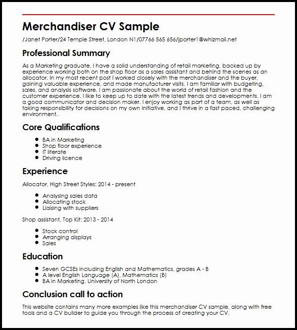 Visual Merchandising Resume Examples
