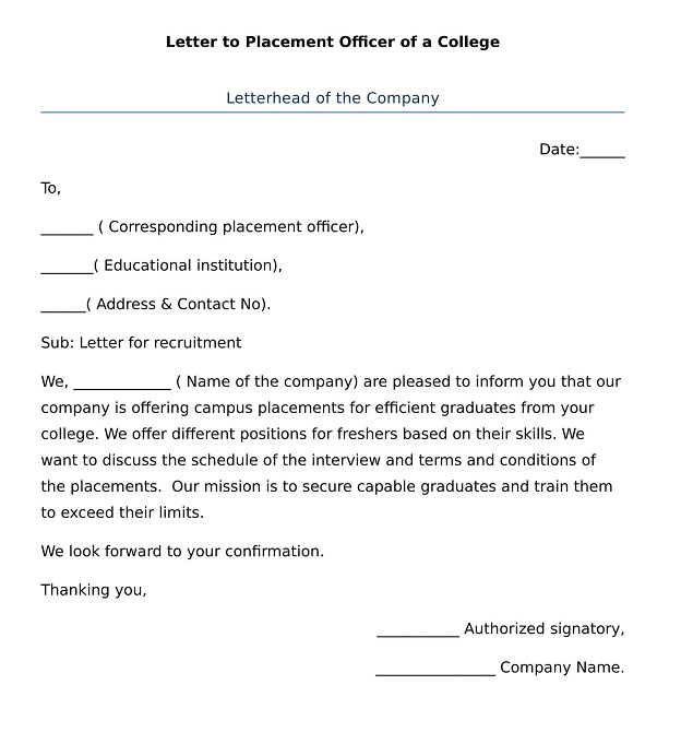 Placement Officer Cover Letter Sample