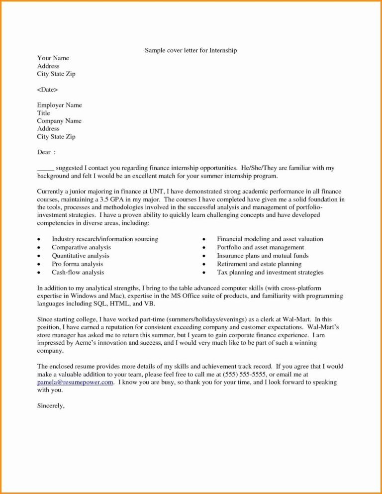 Cover Letter For Research Internship Position