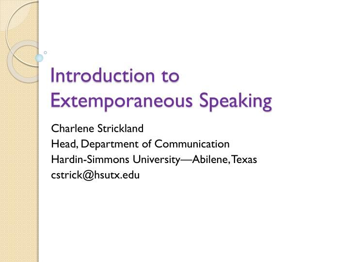 How To Do Extempore Speech