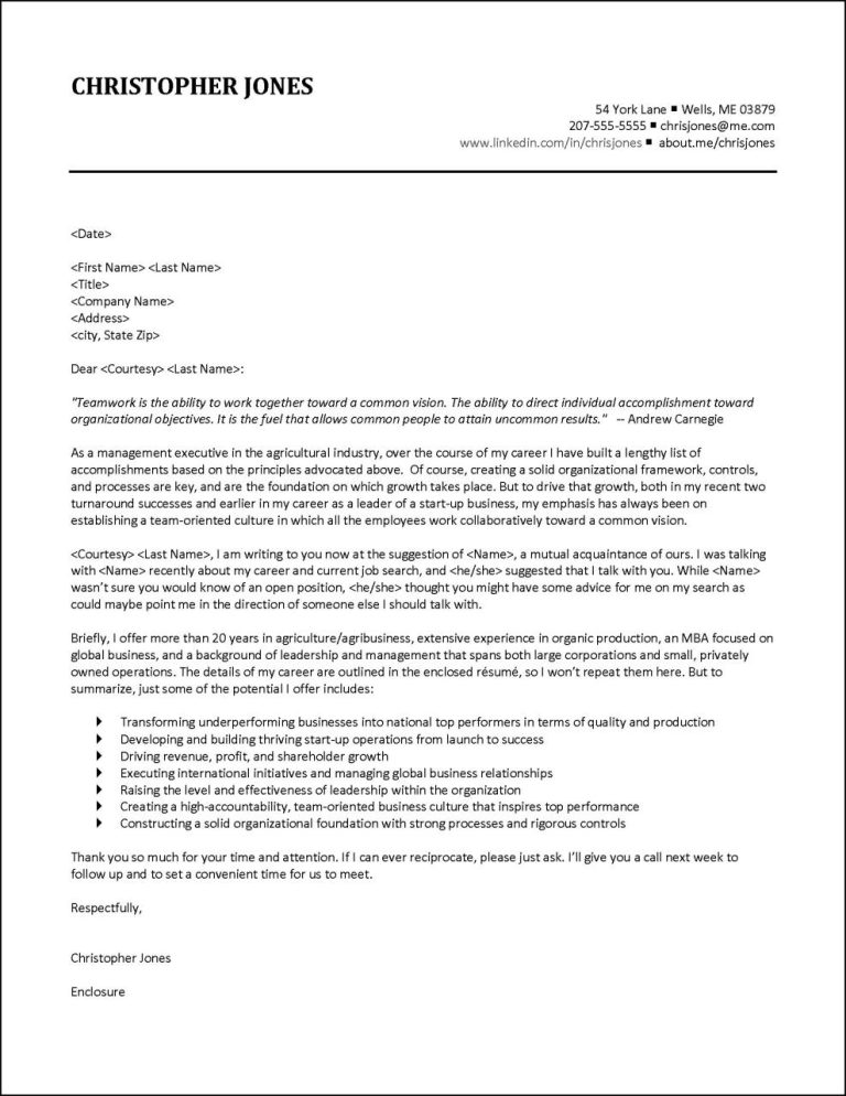 Mba Cover Letter Template