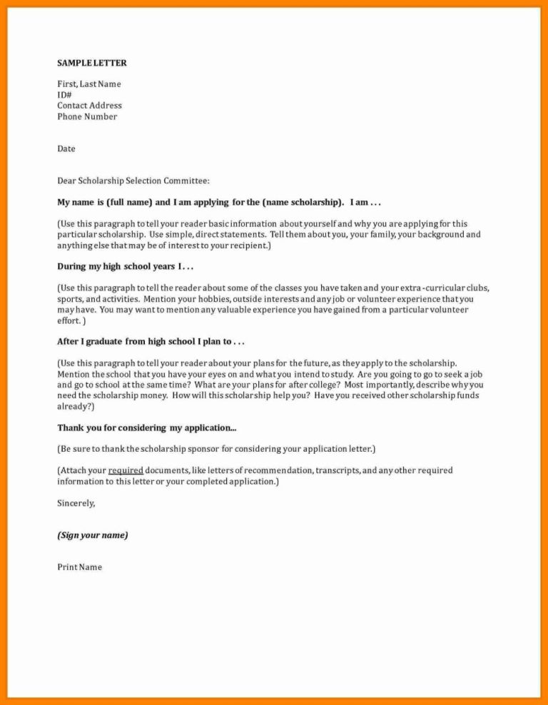 Example Of Covering Letter For Scholarship