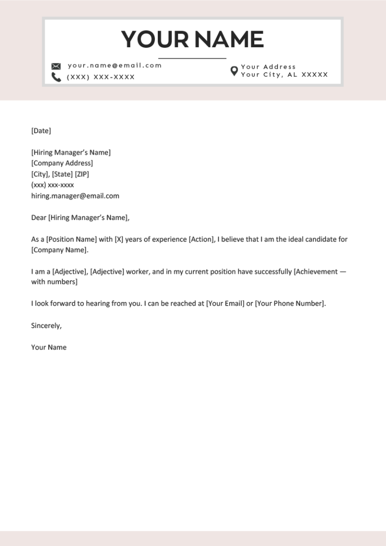 Free Application Letter Template Download