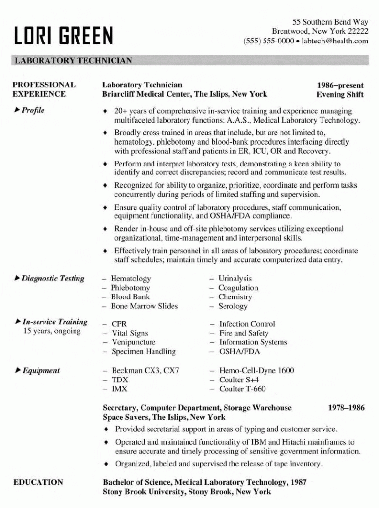 Cover Letter For Lab Technician Entry Level