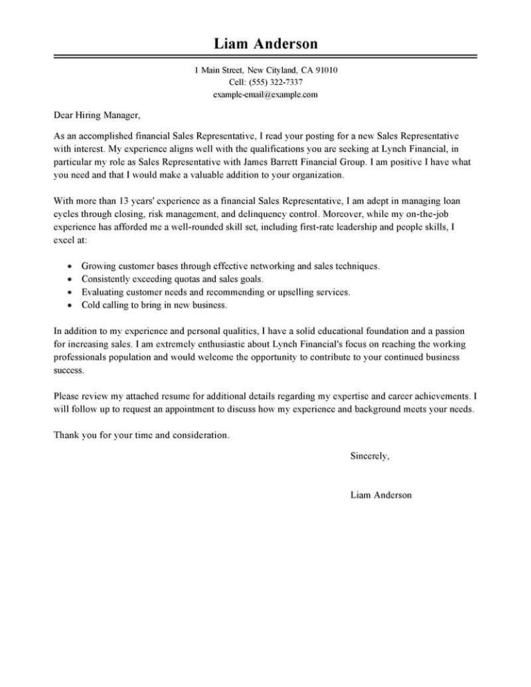 Sales Agent Application Letter Template
