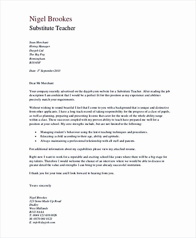 Content Of An Application Letter For A Teaching Job