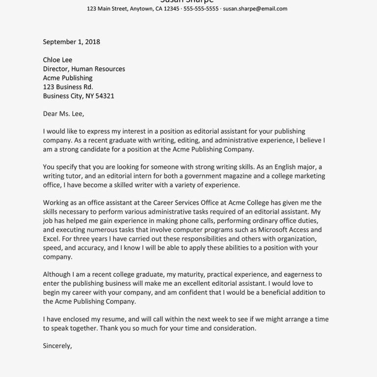 Cover Letter Template For University Students