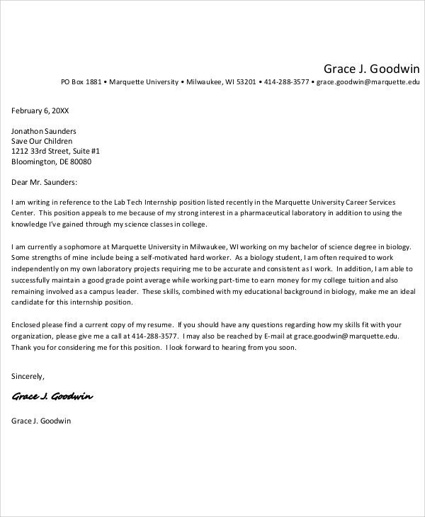 College Essay Cover Letter Examples
