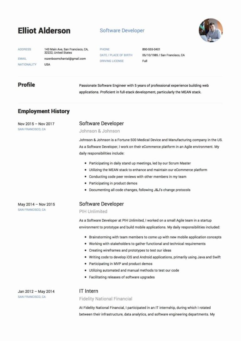 Job Application Letter For Software Engineer With Modern Resume