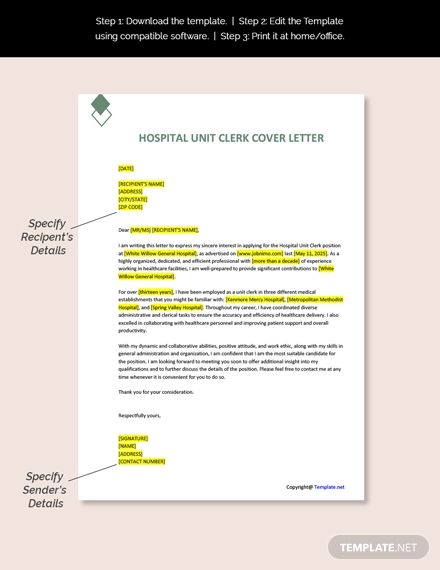 Hospital Unit Secretary Cover Letter