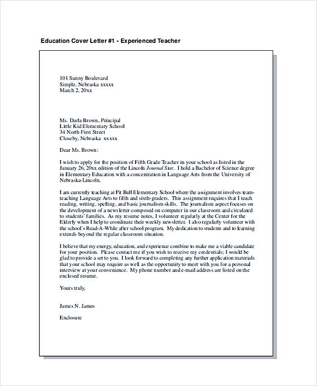 Sample Application Letter For Teacher Without Experience