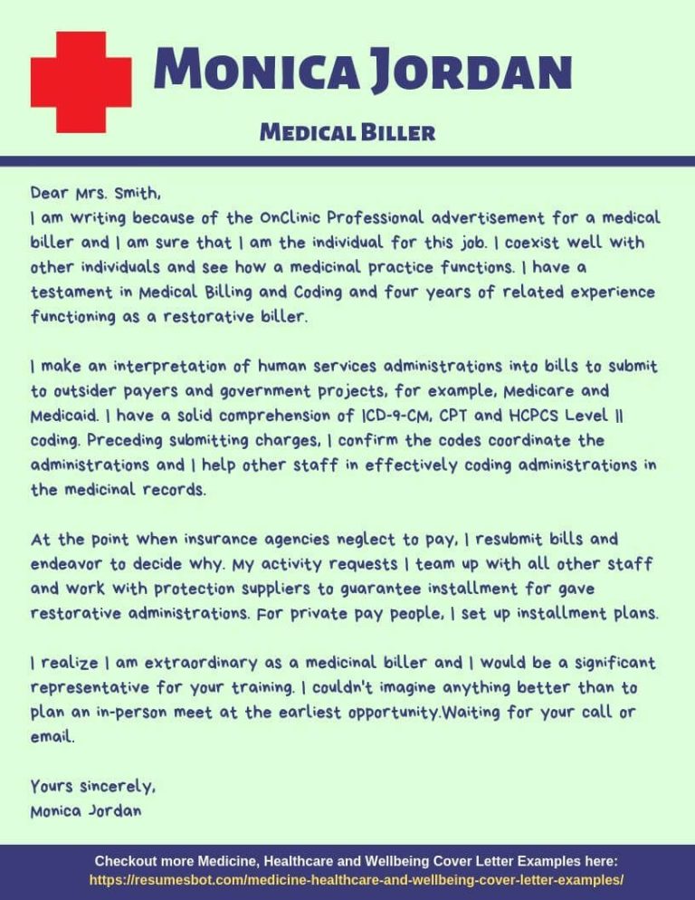 Medical Billing Representative Cover Letter