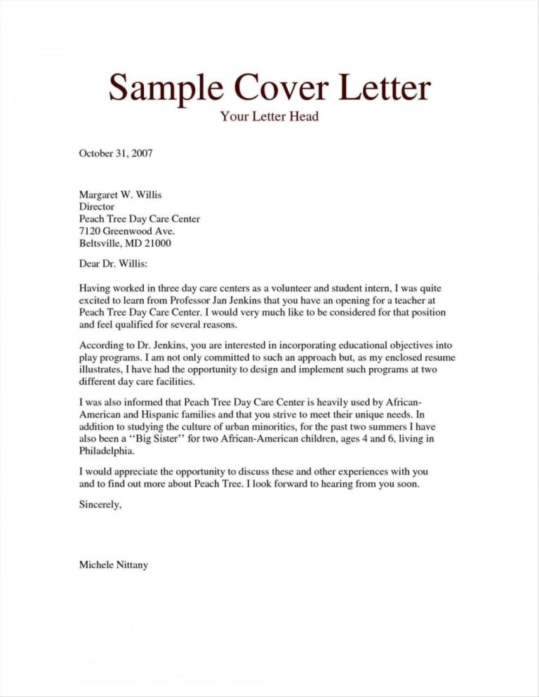 Cover Letter Format Examples 2019