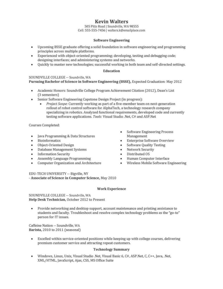 Cover Letter Examples Software Engineer Entry-level