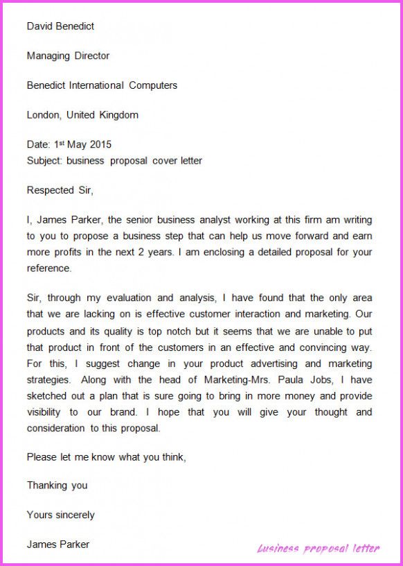 Proposal Submission Letter Template