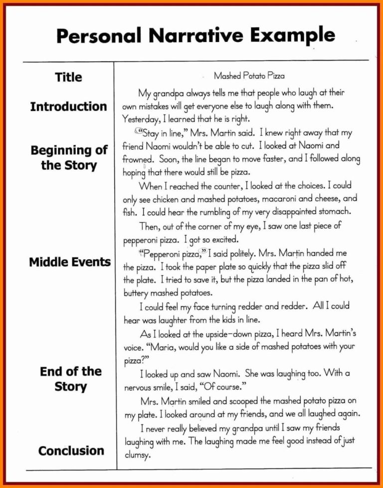 Personal Narrative Intro Examples