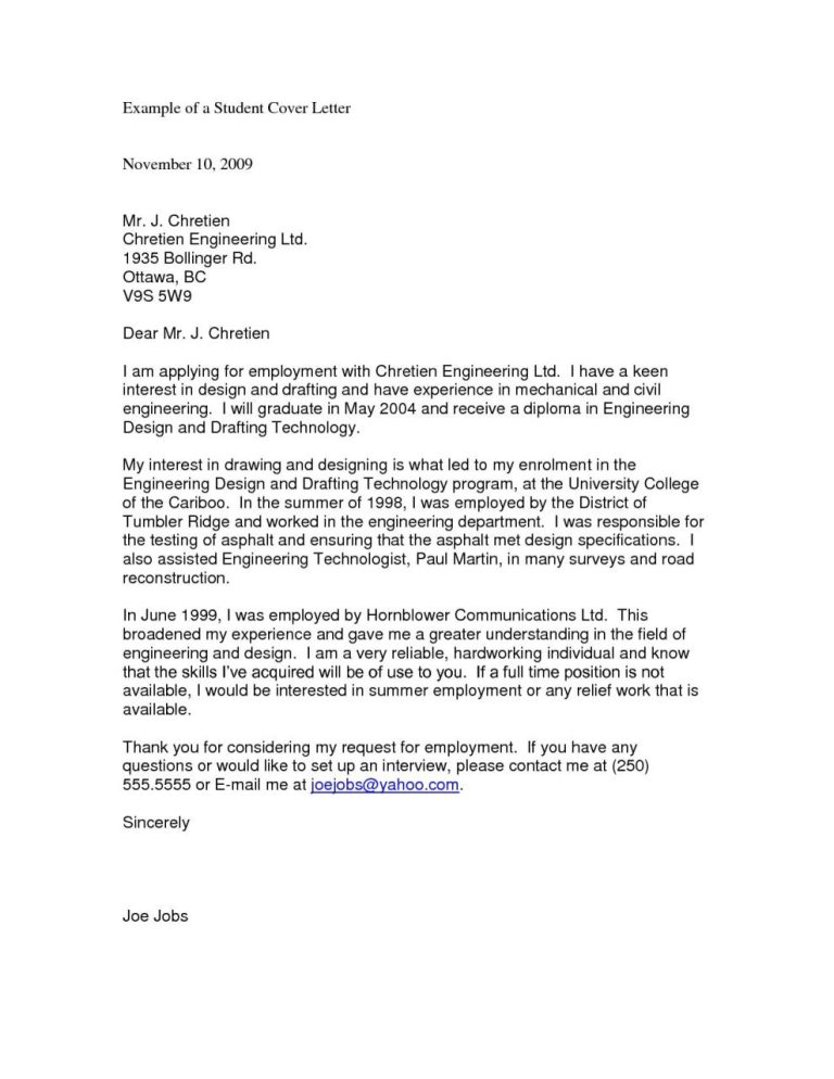 Cover Letter Examples For Mechanical Engineering Jobs