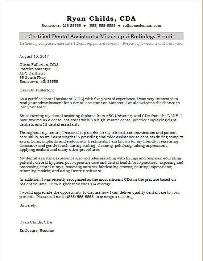 Dental Office Cover Letter Examples