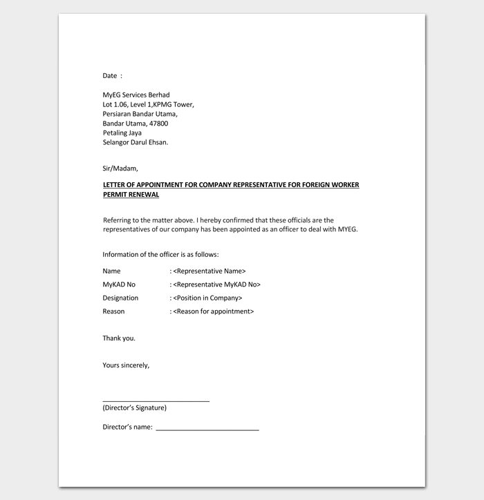 Sales Executive Offer Letter Format