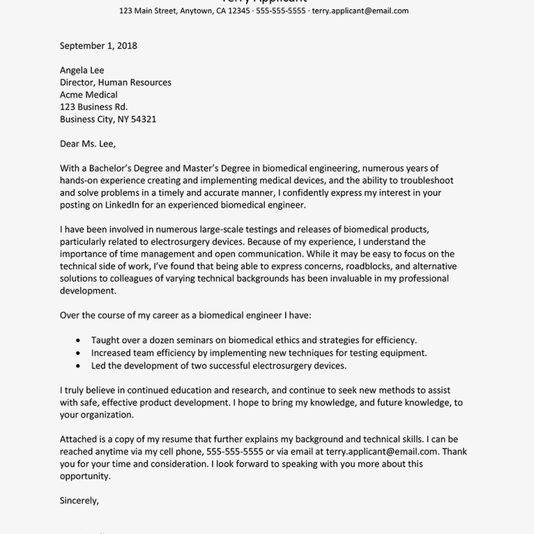 Cover Letter Examples For Resume Engineering