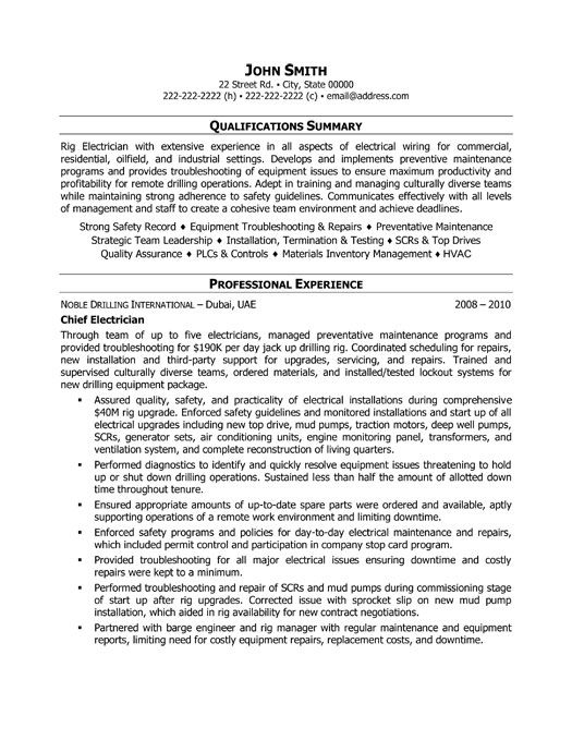 Journeyman Electrician Cover Letter Example