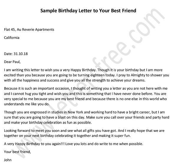 Example Letter To A Friend Informal