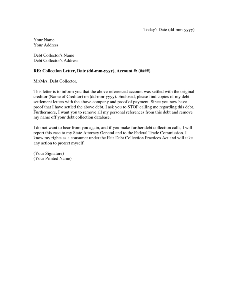 Debt Collector Cover Letter Sample