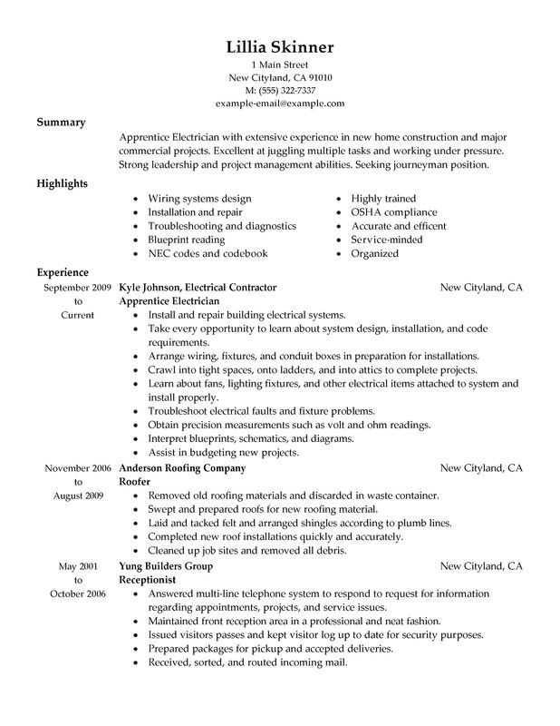 Electrician Apprentice Cover Letter Examples