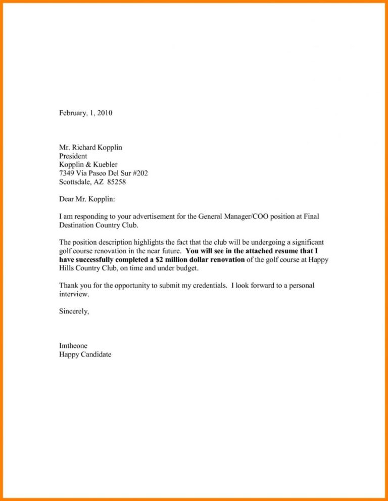 Cover Letter Format Example Pdf