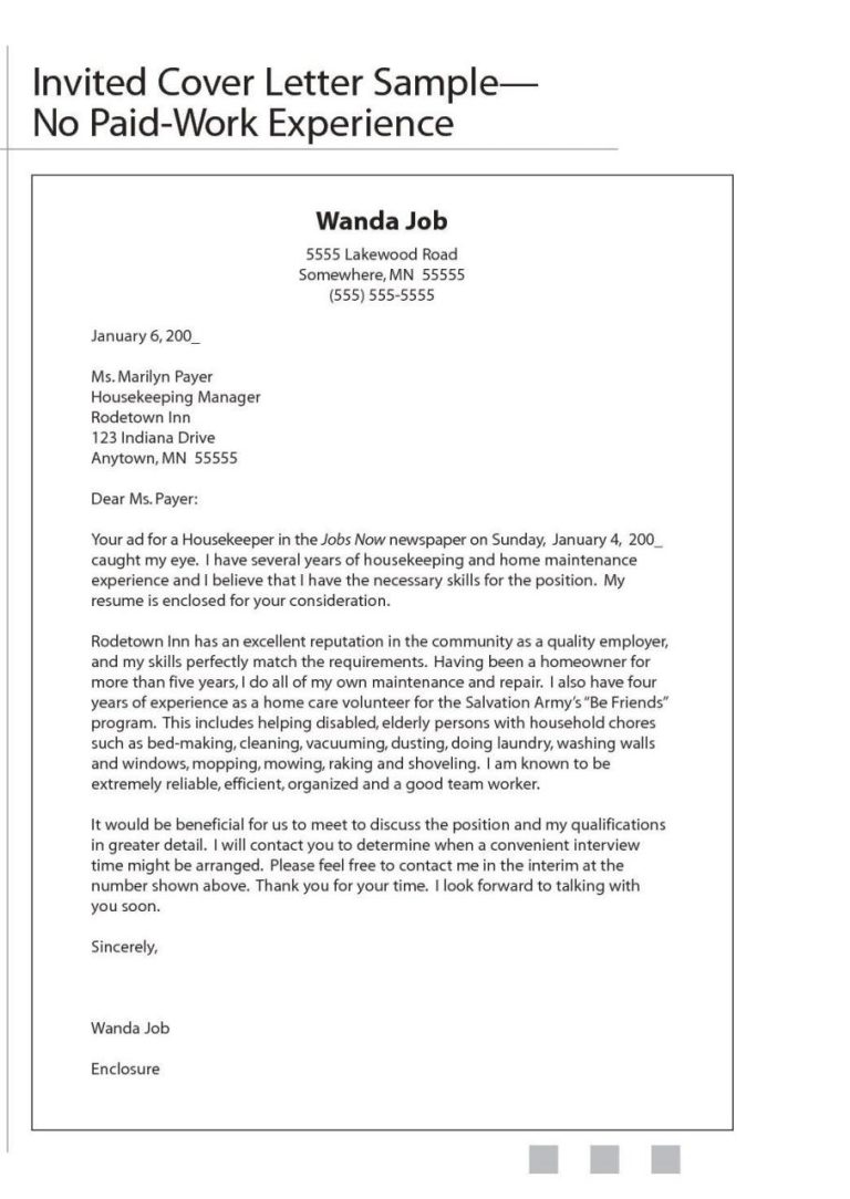 Cover Letter Example For New Job With No Experience