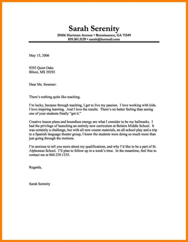 Application Letter With Experience Sample