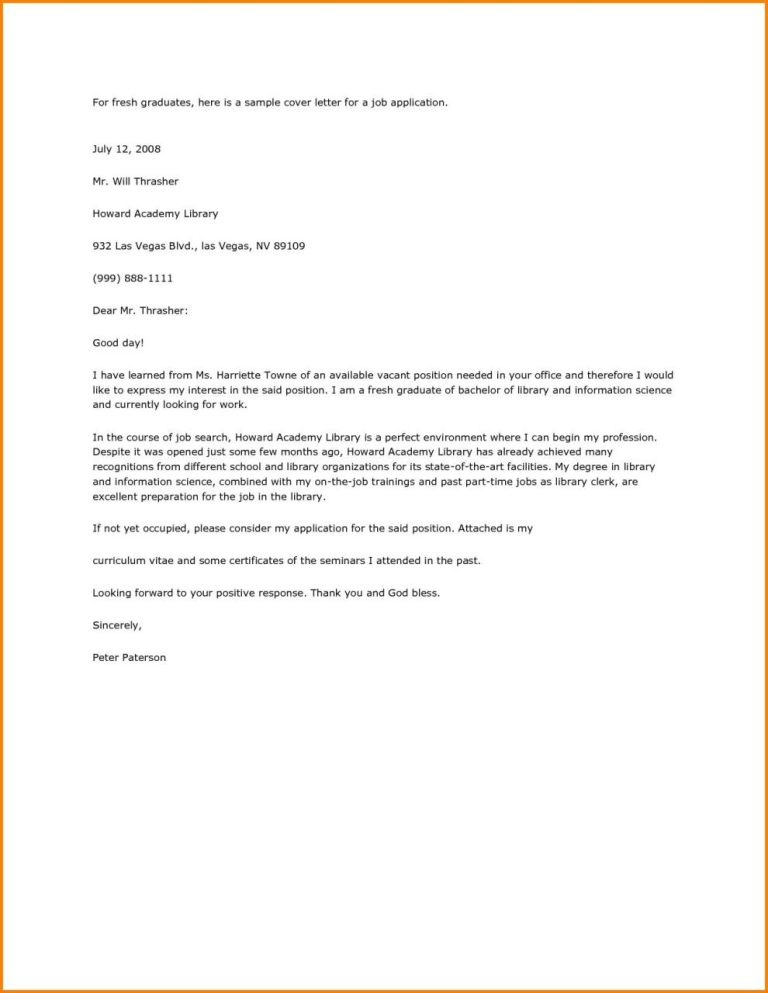 Sample Application Letter To Government Offices