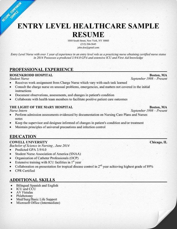 Entry Level Nurse Resume