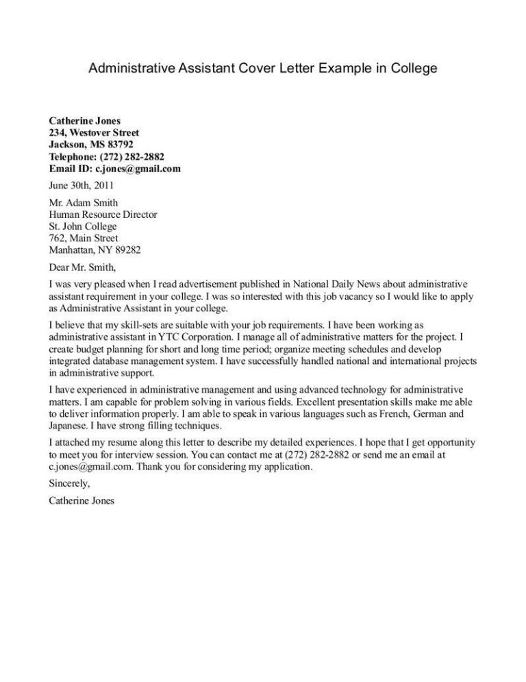 Administrative Cover Letter Examples